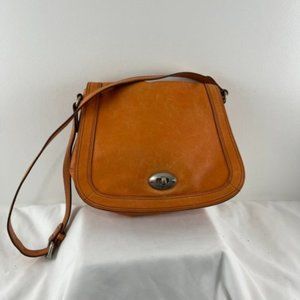 Fossil Camel-Colour Leather Saddle Bag